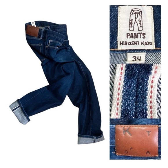 KATO Hiroshi Jeans Mens 34 Selvedge Denim Blue The Pen Slim Tyler Stretch  USA - Picture 1 of 16
